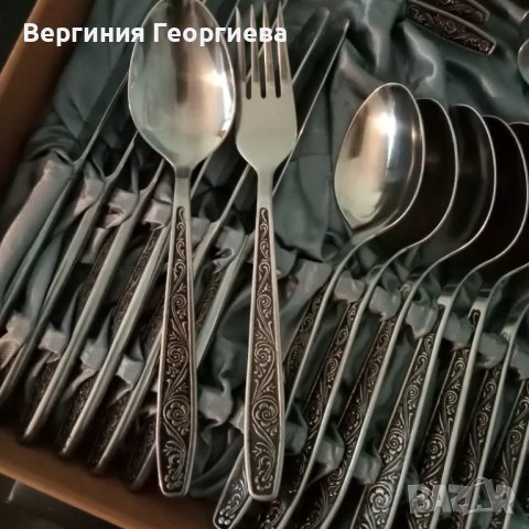 Руски прибори за хранене от мелхиор в кутия , снимка 3 - Прибори за хранене, готвене и сервиране - 47070213