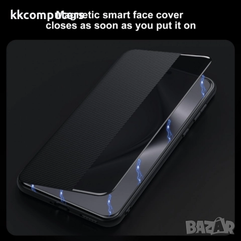 Калъф SULADA Kevlar за Huawei Mate 70 – смарт капак с прозорец, кожена текстура и магнитна функция, , снимка 5 - Калъфи, кейсове - 52221673