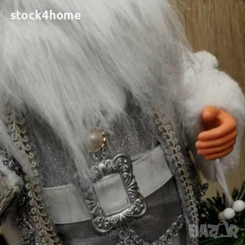 Коледна декоративна фигура Дядо Коледа в сребристи орнаменти, снимка 11 - Декорация за дома - 52525510