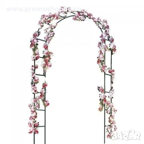 Арка за цветя, за градина 235 х 135 х 38 см, Тъмно зелена, снимка 2 - Градински мебели, декорация  - 51677534