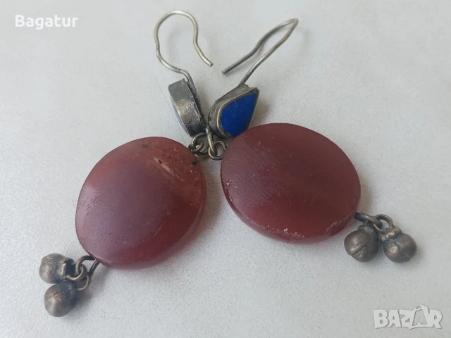 Етно обеци,карнеол,лапис,сачан,винтидж,трепка,арпалии,камък,османски,99к , снимка 2 - Антикварни и старинни предмети - 51106527