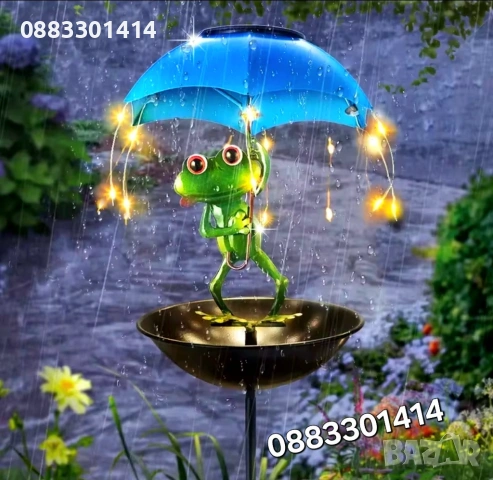 Декоративна Соларна Жабка Хранилка за птици Лампа , снимка 7 - Соларни лампи - 54202746