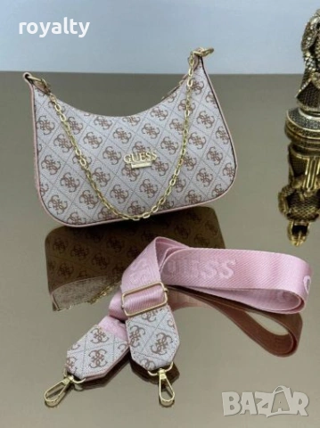 Guess Нова Дамска Розова Кожена Чанта Гес 