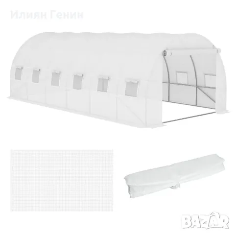 Резервно фолио Outsunny за оранжерия 6x3x2 м, здраво, устойчиво на разкъсване, 12 прозореца, врата, снимка 10 - Оранжерии - 50392245