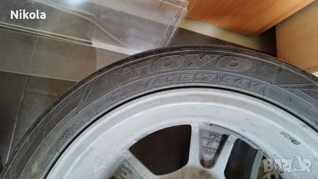 Гуми летни Toyo 225/45R17 с  грайфер 5мм, снимка 14 - Гуми и джанти - 45702527