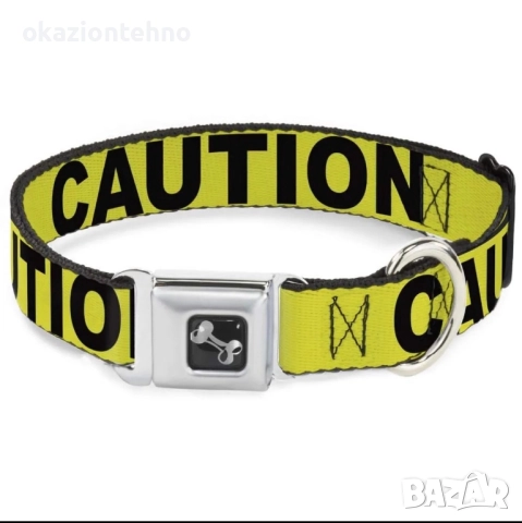 Малък жълто-черен костен нашийник за кучета с катарама, размер 9-15