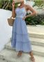 Елегантна рокля дантела, Синя дълга рокля, Красива рокля, снимка 1 - Рокли - 44933304