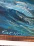  Малка картина масло върху фазер в рамка/Димитър Генев/морски пейзаж, снимка 2