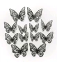 3D 12 бр pvc Черно бели самозалепващи пеперуди декорация за стена и мебел, снимка 7