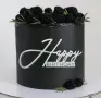 Happy Birthday ръкописен надпис страничен преден 3 цвята акрил топер декор украса торта рожден ден, снимка 4