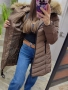 Дълго зимно яке с естествен косъм бежово, снимка 1