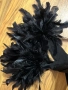 Черно еластично парти коктейлно официално поло топ естествени пера универсален размер, снимка 6
