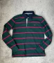 GANT fine knit lambswool striped rugby polo in green L, снимка 1