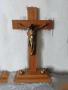 Голям стар дървен кръст с бронзова фигура(30/55)и медна икона дървена рамка Разпятие Христово(30/21 , снимка 3