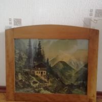 Стара картина, платно в остъклена дървена рамка. , снимка 1 - Декорация за дома - 45659951