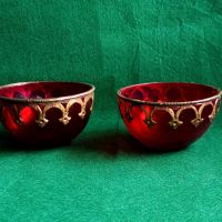 червено стъкло купички със бронзови елементи от Франция, снимка 9 - Други ценни предмети - 45285027
