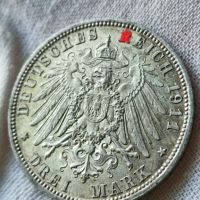 3 марки 1911-D Германия (Бавария) сребро, снимка 2 - Нумизматика и бонистика - 45324979