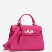 Цикламена розова чанта по модел на Хермес Hermes Kelly mini, снимка 2 - Чанти - 45782596