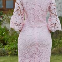 Розова дантелена рокля, снимка 2 - Рокли - 45573836