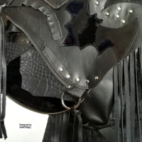 Черна дамска чанта от естествена,италианска кожа,кожена чанта-уникат,луксозна чанта, снимка 5 - Чанти - 45036218
