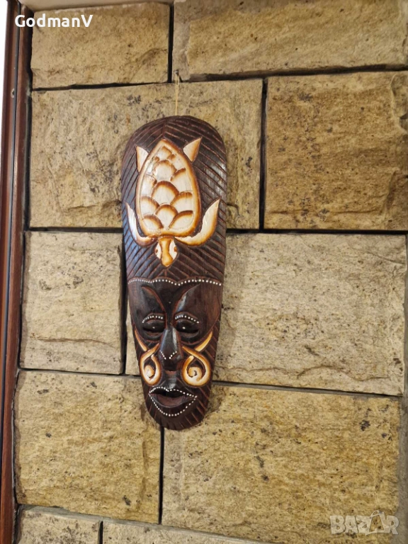 🌿 Комплект от 4 ръчно издялани дървени маски – Костенурка • Слон • Дъждовник  🌿, снимка 1