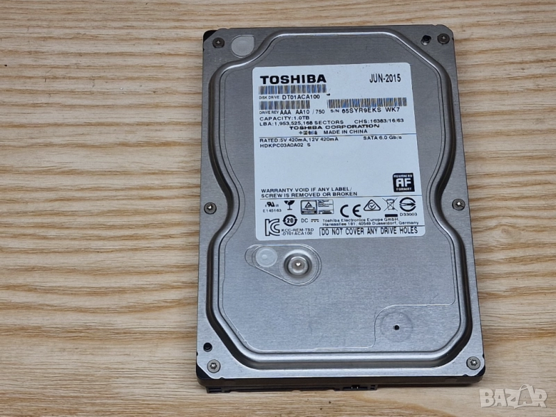1TB DVR камери 1000GB хард диск за видеонаблюдение DVR или PC тествани Toshiba D101ACA100, снимка 1