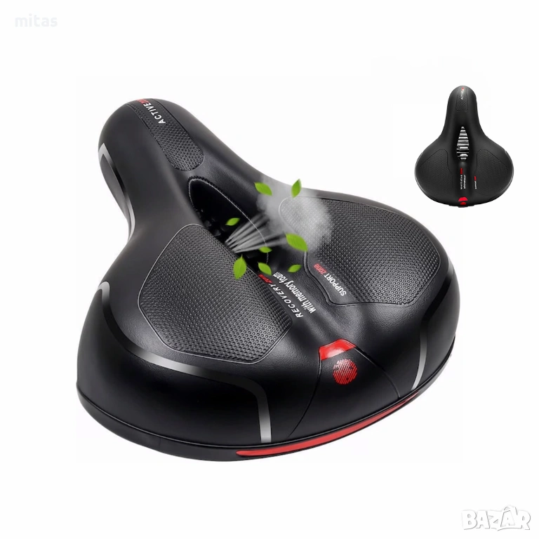 Ергономична седалка за велосипед с отвор, Омекотена, 250x210x105 мм, снимка 1