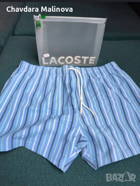 Lacoste 90-те Винтидж шорти за плуване Раирани 7 Спортно облекло Hype, снимка 1