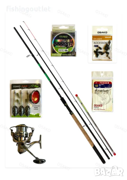 Състезателен фидер комплект Osako - въдица , макара , корда и др., снимка 1
