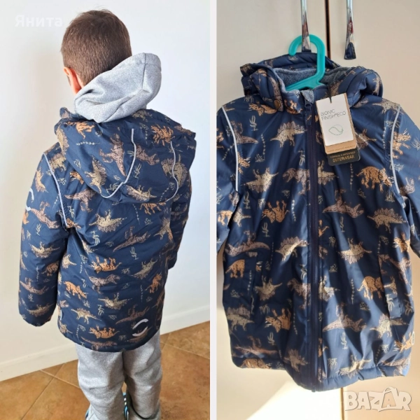 Ново зимно яке с динозаври за момче 110-116см, снимка 1