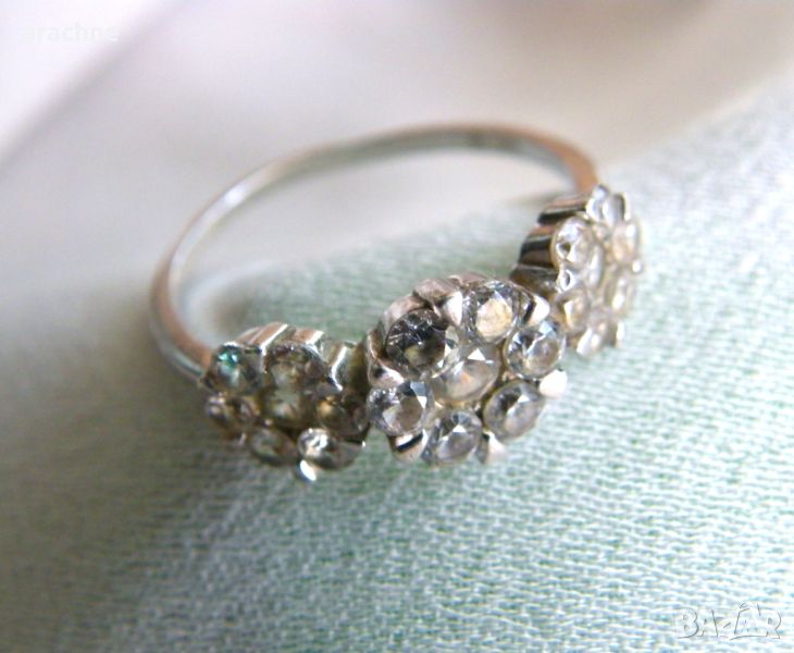 Френски сребърен пръстен с природни циркони, снимка 1