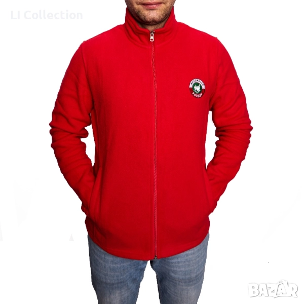 Мъжки полар горнище - черен, зелен, червен, снимка 1