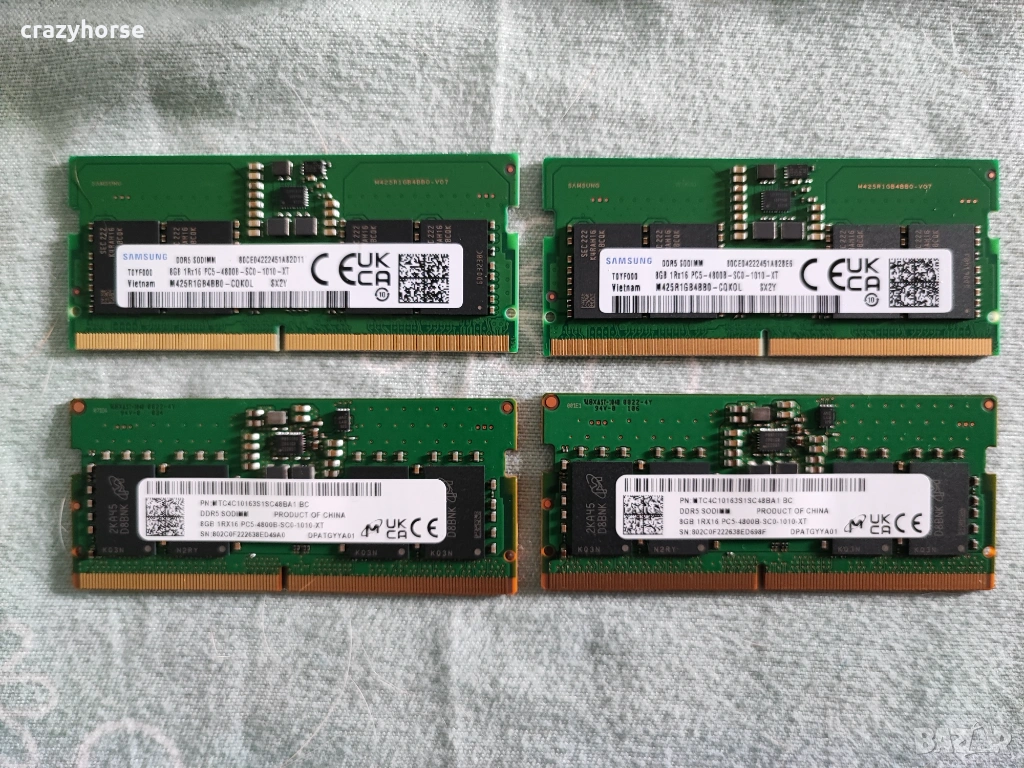 Чисто нова рам памет SODIMM DDR5 kit 2x8GB PC5-4800 Samsung SK hynix и Micron, снимка 1