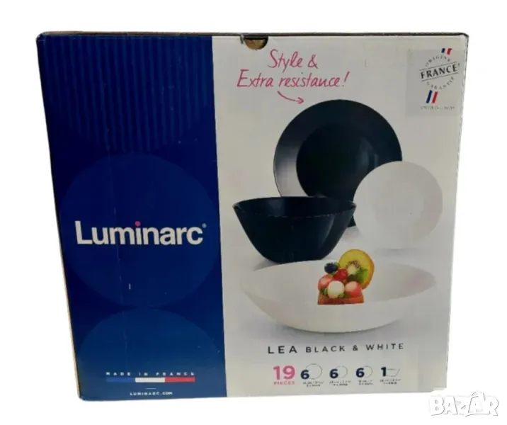 Черно-бял сервиз за хранене от 19 части Luminarc Lea Black & White, снимка 1