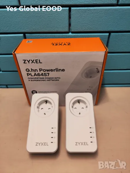 Zyxel G.hn Powerline Ethernet Адаптер – Gigabit, Pass-Through, 8K Стрийминг, 2 Бр. PLA6457, снимка 1