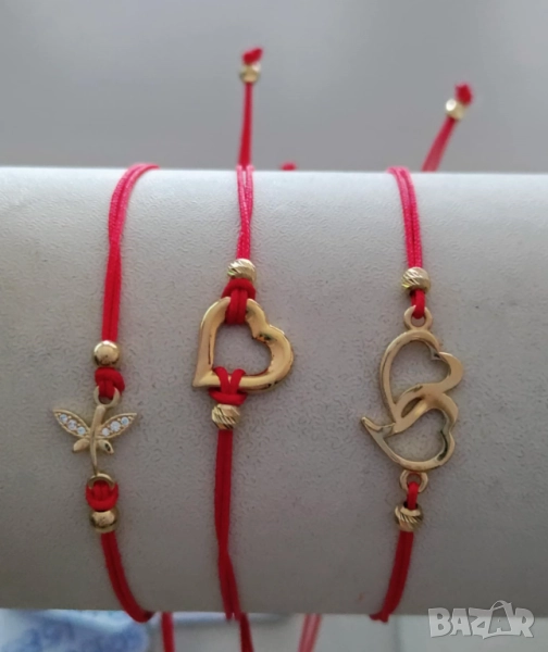 Нова златна гривна с червен конец 50996, снимка 1