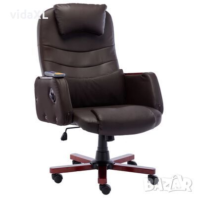 vidaXL Масажен офис стол, кафяв, изкуствена кожа(SKU:20380, снимка 1