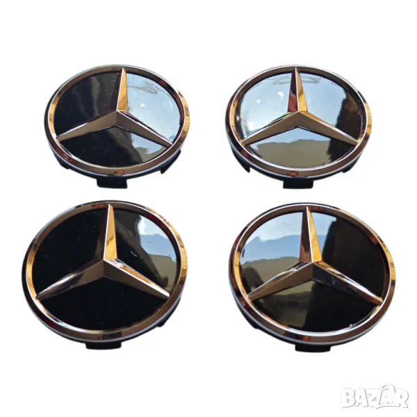 60мм Капачки за джанти за Мерцедес Mercedes-Benz - ЧЕРНИ, снимка 1