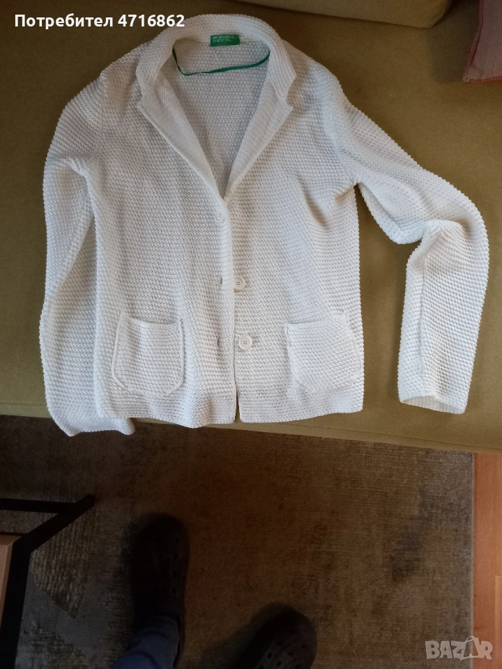 Дамско леко лятно плетено сако Benetton, снимка 1