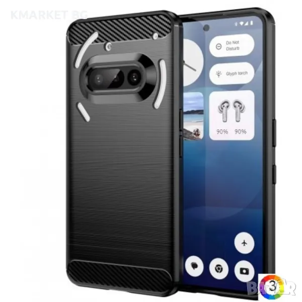 Nothing Phone (3a) Удароустойчив Carbon Fiber Калъф и Протектор, снимка 1