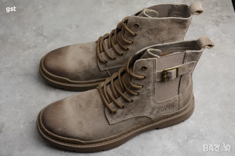 Редки Gucci High Top Shoes Calfskin Leather Handmade мъжки обувки боти , снимка 1
