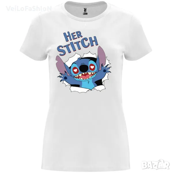 Нова дамска тениска със Стич - Her Stitch в бял цвят, снимка 1