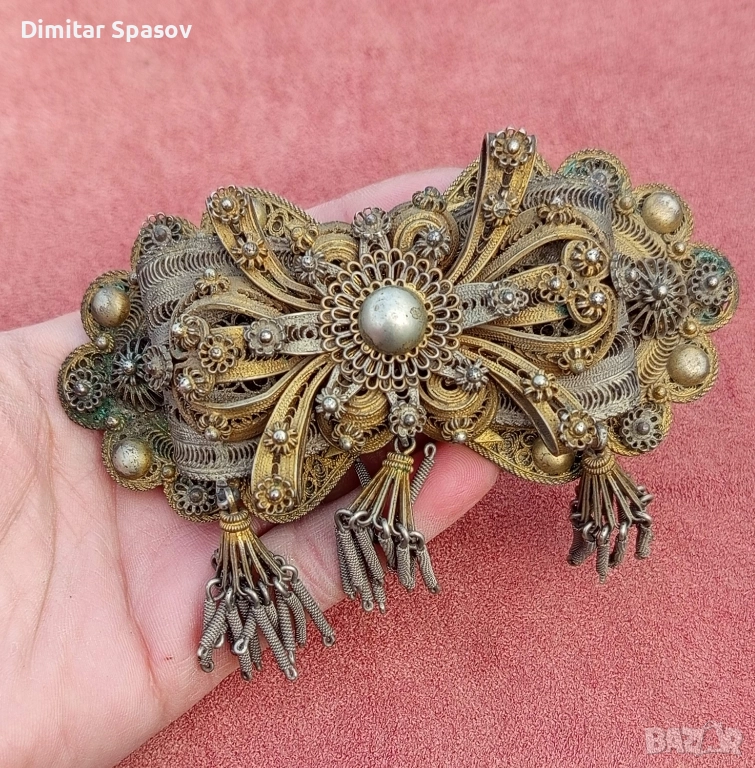 Възрожденска Сребърна Пафта Филигран Колан, снимка 1