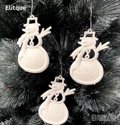 Коледна украса за елха - Блестящ орнамент във формата на снежен човек