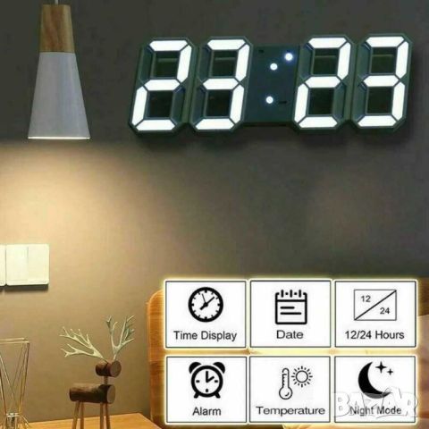 3D стенен часовник с термометър, 22.5х9 см, 0-50℃, DC 5V, снимка 1 - Други стоки за дома - 46031418