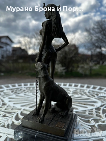 Елегантна бронзова скулптура "Почивката на Диана" (H. Jacobs) – 1.8 кг, подпис и мрамор, снимка 2 - Антикварни и старинни предмети - 53986050