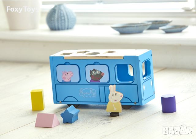 Дървена играчка за сортиране Училищен автобус Peppa Pig, Пепа, снимка 7 - Образователни игри - 46273500