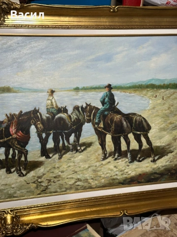 Огромна Картина масло, снимка 12 - Антикварни и старинни предмети - 54230236