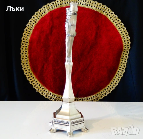 Посребрен еврейски свещник,менора,ханукия. , снимка 5 - Антикварни и старинни предмети - 54281735