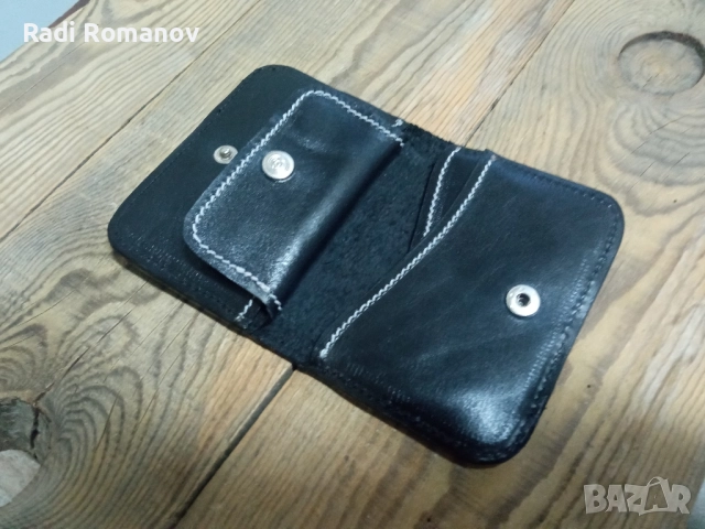 Джобен кожен портфейл, ръчно изработен, естествена кожа , снимка 3 - Портфейли, портмонета - 52061317